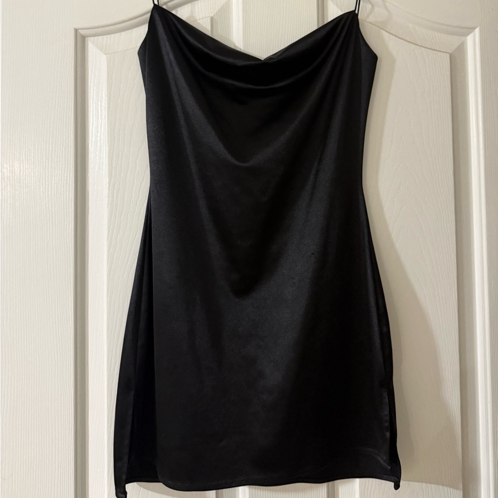 Zaful Black Satin Mini Dress